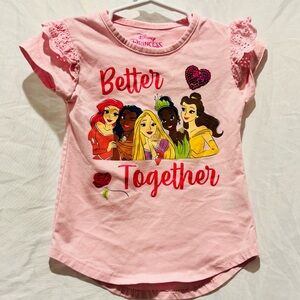 Disney Pink Princess 'Better Together' Short Sleeve Tee T-Short Top Toddler 2T